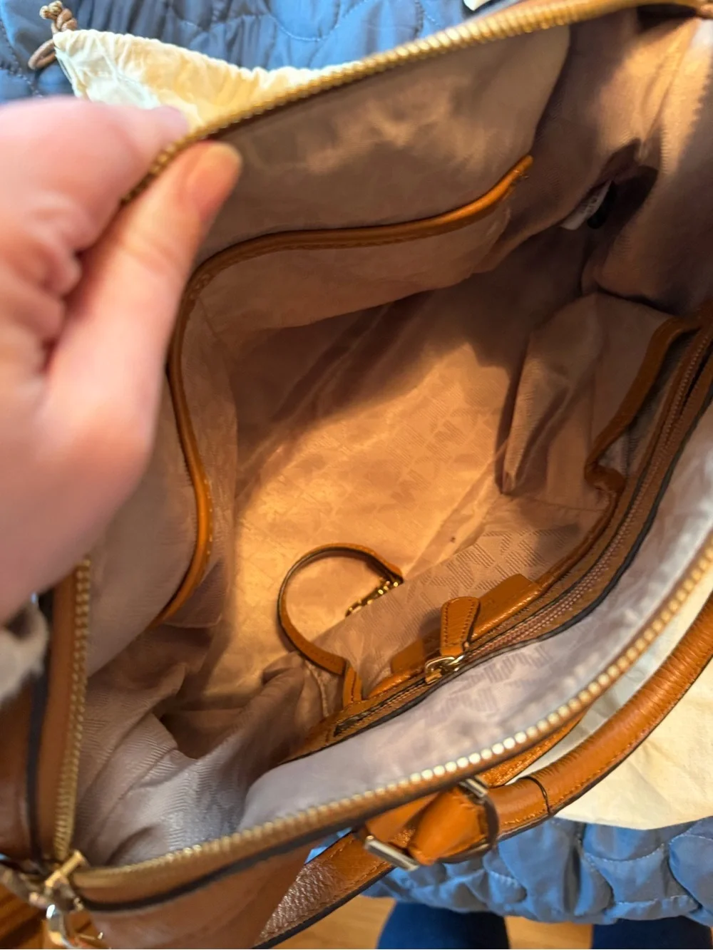 Michael Kors Caramel Pebbled Leather Satchel with Gold Hardware - Picture 8 of 11